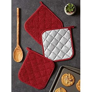 Diibasicterrycollectionquilted100cottonpotholderbarnred3piece Urban Country Home Decor Dii basic terry collection quilted 100 cotton potholder barn red 3 piece urban country home decor