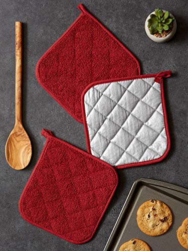 Diibasicterrycollectionquilted100cottonpotholderbarnred3piece Urban Country Home Decor Dii basic terry collection quilted 100 cotton potholder barn red 3 piece urban country home decor
