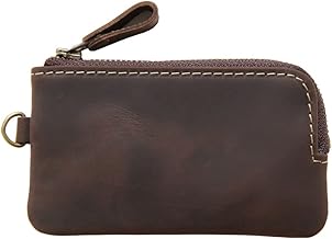 Lubrol Einheitsgrrre Men's Genuine Leather Wallet with Zipper for Keys Brown