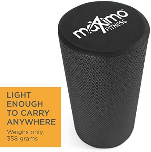 Maximo Fitness Foam Roller - Exercise Rollers for Trigger Point Self Massage and Muscle Tension Relief, 15cm x 45cm Massager for Back, Legs, Workouts, Gym, Pilates and Yoga, Black