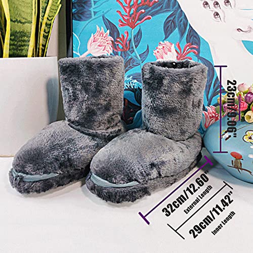 Usb Heating Shoes, Unisex Electric Heated Boots Plush Feet Warmer Heated Slippers Washable, Plug Electric Heating Boots Feet Warm Plush Indoor Comfy Slippers For Home Office (Coffee) #TOP1