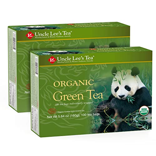 Uncle Lee’s Organic Green Tea, 100% Natural Premium Green Tea Bags, Fresh Flavor, Help Maintain Weight Loss, Enjoy With Honey, Hot Tea Or Iced Tea Beverages, Pack Of 2 - 100 Tea Bags Per Box #TOP3