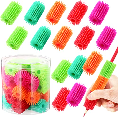 Chivao 25 Pcs Squishy Pencil Soft Grip for Kids Handwriting Grips for Pencils Colorful Cushioned for Adults Kids Drawing Reusable