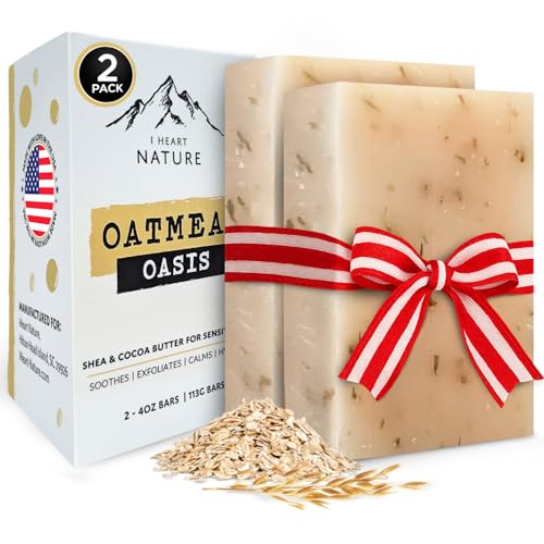 iHeart Gentle Moisture Oatmeal Eczema Soap (2 Packs) with Olive Oil and Shea Butter - Hydrating,
