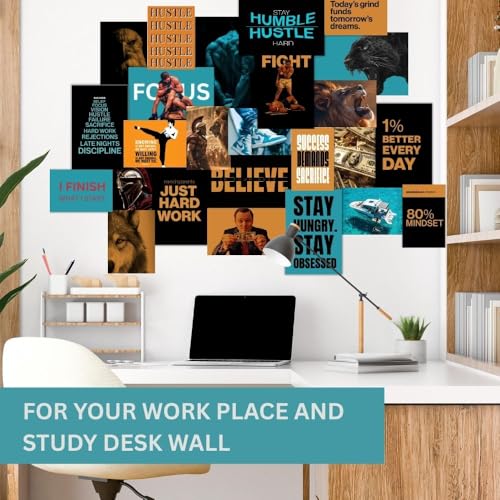 Image of Good Hope Hustler's Vision Board Wall Collage Posters Set of 24 Pcs without Frame 10 A4 Size 8x10 & 14 A5 size Prints for Money Motivation For Room Wall