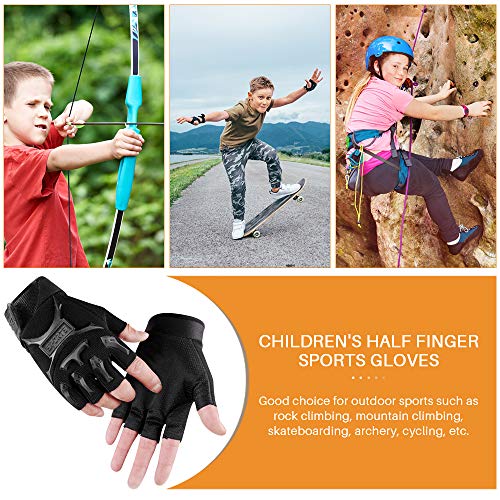 Nature Ann NA07151032001 Kids Half Finger Cycling Gloves Non-Slip Fingerless Adjustable Mitten Shock-Absorbing Gloves thumb #6