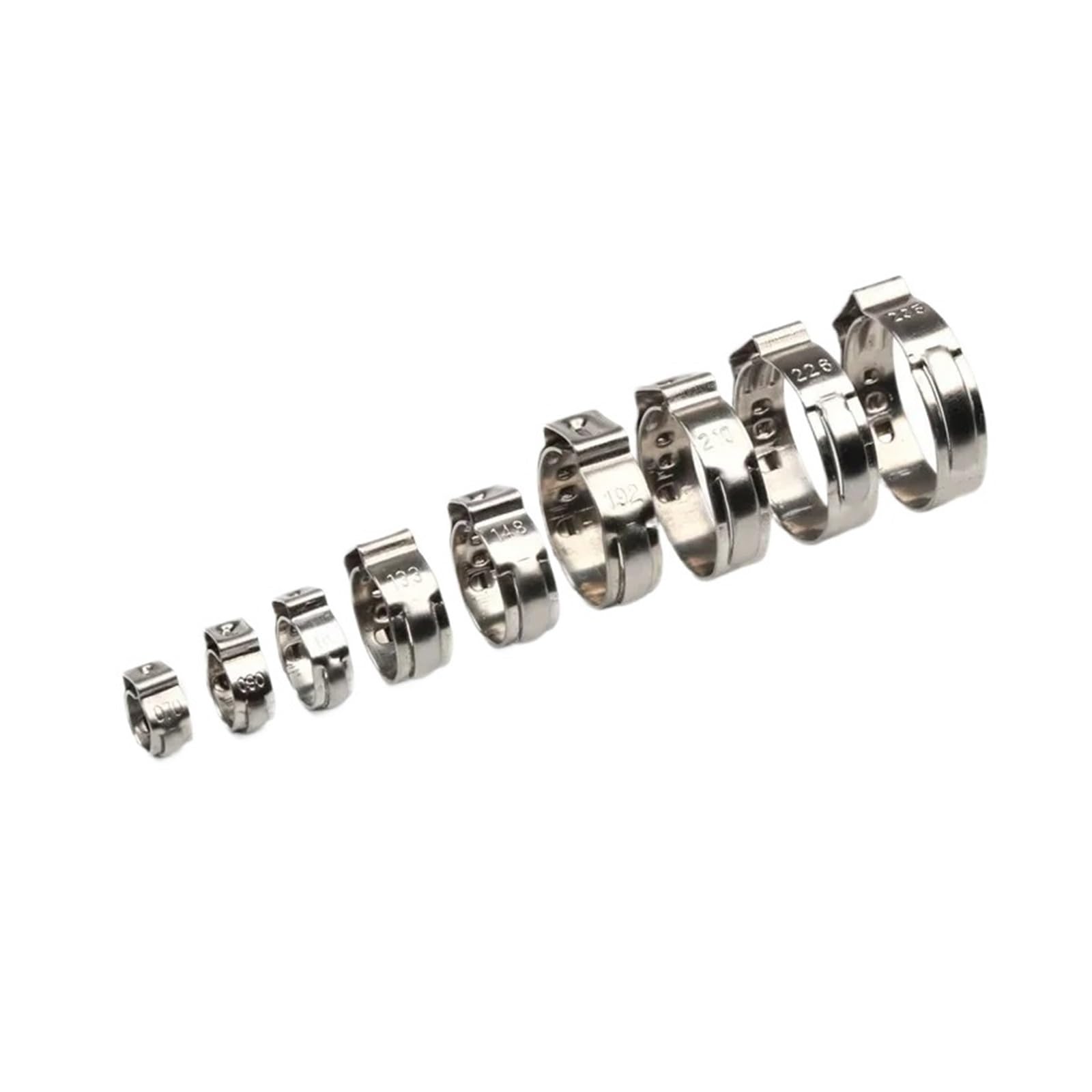 130 abrazaderas de manguera acero inoxidable una sola oreja sin escalonamiento for anillos presión engarce que aseguran la tubería