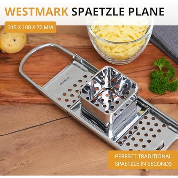Westmark Спицельница Spätzle Knöpfle Inox терка для шпецле из нержавеющей стали для мелких Knöpfle и Spätzle с желобком облегчающим нарезку серебристая 31 5 см