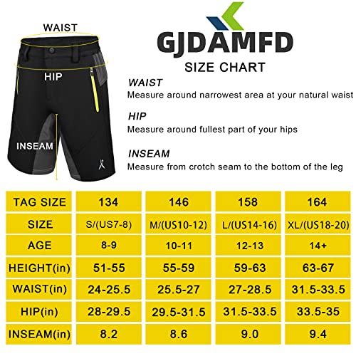 Gjdamfd Kids Padded Bike Shorts With Padding Boys Teen Cycling Mountain Biking Shorts Zipper Pockets Black Xl #TOP5