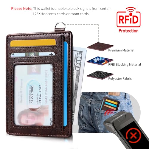 Image of Mayski Slim Wallet, Credit Card Holder for Women, Minimalist Front Pocket RFID Blocking Card Cases, Small Wallet Women Men(MF Brown)