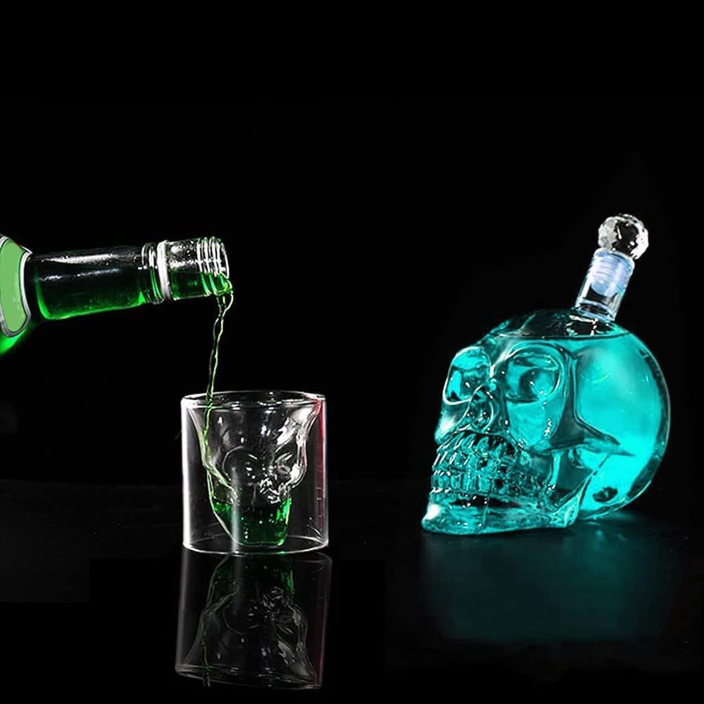 Teschio Bottiglia di Whisky, Bottiglia di Vetro a Forma di Teschio, Bottiglia Vino con Teschio Moda, Decanter per Cranio, Whisky Bottiglie, (550ML) per Whisky, Vino e Liquori (A)