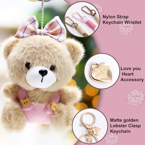 Cute Key Chain Plush Bear Bag Charm Teddy Bear Keychain Gift For Handbag,Purse, Backpack, Car Keys - Image 3