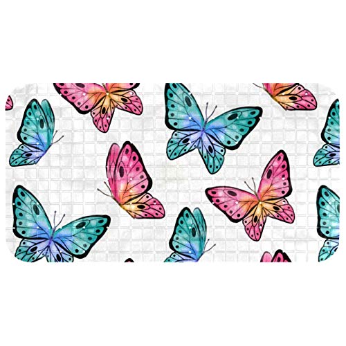 Alfombrilla de ducha para niños y adultos Bennigiry de 37,3 x 68,3 cm con mariposas 2