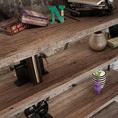 Livelynine Rustic Wood Effect Vinyl Wrap for Furniture Table Washable Self Adhesive Wallpaper for Kitchen Worktop Covering Wood Effect Sticky Back Plastic Roll Oil Proof Laminate Roll 40CMX200CM