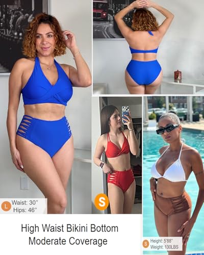 Holipick Women High Waisted Bikini Bottoms Tummy Control Swimsuit Bottoms Strappy Swim Bottom4