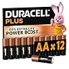 DURACELL Batterie Plus AA (Confezione da 12) – Batterie Alcaline da 1,5 V – Fino al 150% di durata extra con Attivi POWER BOOST– Affidabilità per i dispositivi di utilizzo quotidiano – MN1500