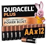 Duracell Plus AA Batteries (12 Pack) - Alkaline 1.5V - Up To 100% Extra Life - Reliability For Everyday Devices - 0% Plastic Packaging - 10 Year Storage - LR6 MN1500