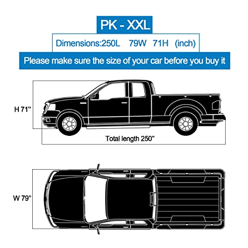 Image of 10 Layers Truck Cover Waterproof All Weather. Pickup Truck Cover Rain Snow UV Dust Protection. Length: 242-250 inches, Universal Fit for Ford F150 Chevy Silverado Dodge Ram 1500.