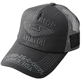 [Avirex] [アヴィレックス] スタンダード ミリタリー メッシュキャップ 帽子 XL LL 大きいサイズ キャップ ジュート デニム メンズ 黒 深め 春 夏 ビッグサイズ アメカジ ベースボールキャップ ロゴ (JP, アルファベット, Free Size, AVIATORチャコール)