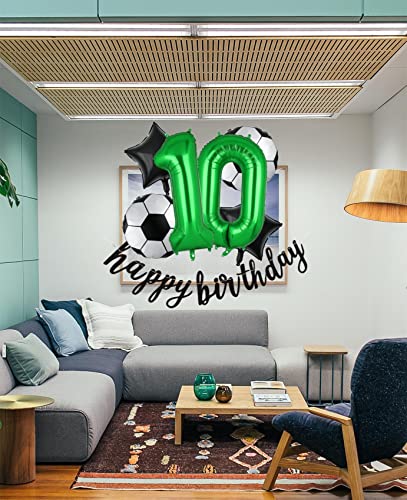 Soccer Balloons 10Th Birthday Decoration For Boys, Soccer Birthday Party Supplies World Cup Soccer Party Decoration Balloons Foil Mylar Green Number 10 Balloon Sports Theme Party Favors Decor #TOP4
