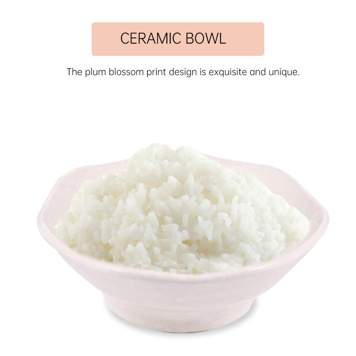 Générique Service de Table Japonais 6 pièces en céramique, Assiette, Bol, Tasse, cuillère, Baguettes, Bols à céréales et Nouilles