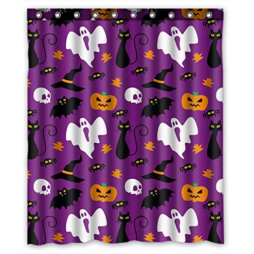 Funny Hallowen Time Ghost Pumpkin Halloween Things Waterproof Polyester Fabric Shower Curtain (Shower Rings Included) Size 60x72 Inches