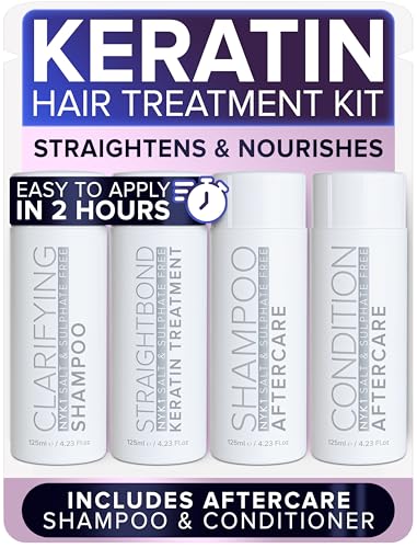 NYK1 StraightBond Keratin Hair Treatment Kit (with Aftercare Set) Genuine Brazilian Keratin Treatment Kit For Straight Frizz-Free Smooth Humid Resistant Hair Lasting 4 months - Formaldehyde-Free