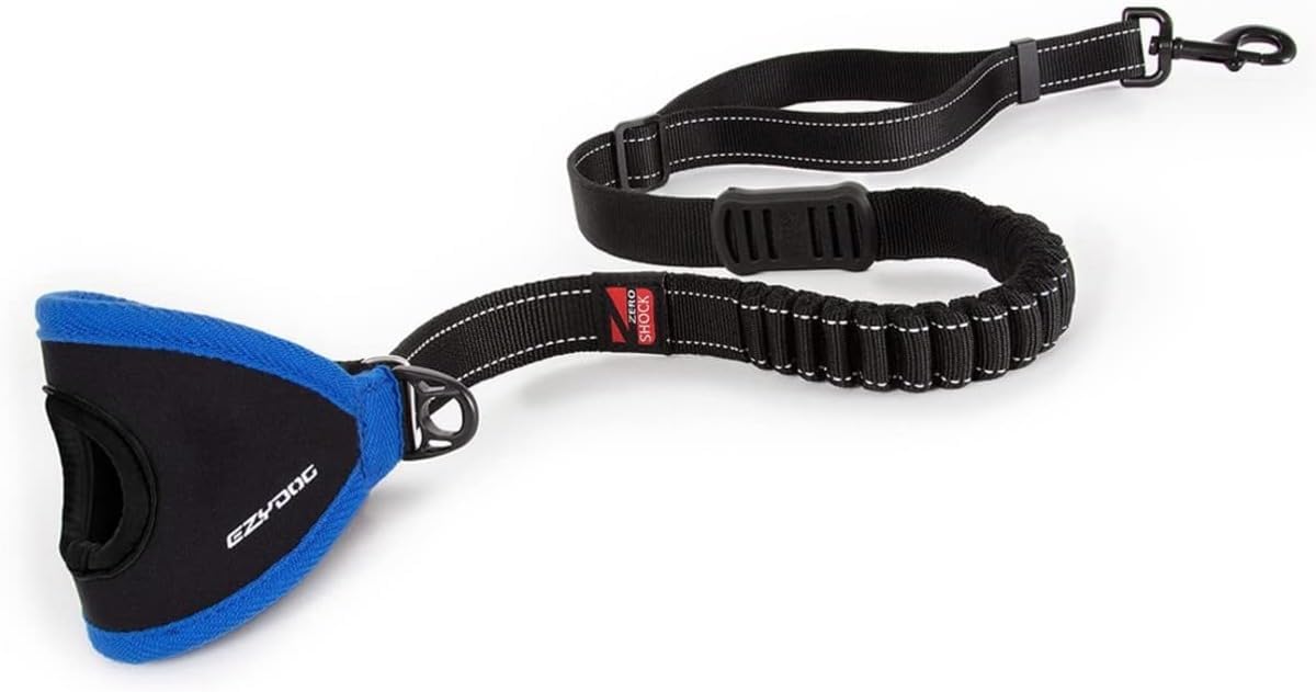 EzyDog Handy 48 Bungee Dog Leash - The Best Hands-Free Running Leash Training Lead with Superior Control and Reflective Stitching - Zero Shock Shock-Absorbing Technology (Adjustable 36” - 48”, Black)