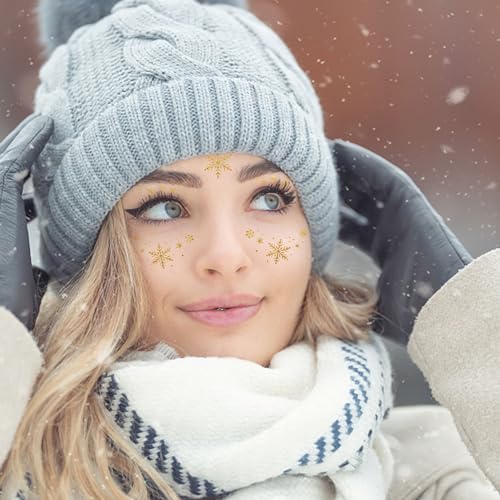 Glitter-Face-Tattoos-Temporary-for-Women-and-Girls-10-Sheets-Metallic-Gold-Eye-Makeup-Star-Freckle-Stickers-for-Fairy-Princess-Halloween-Costume-Christmas-NYE-Festival-Party-Favors