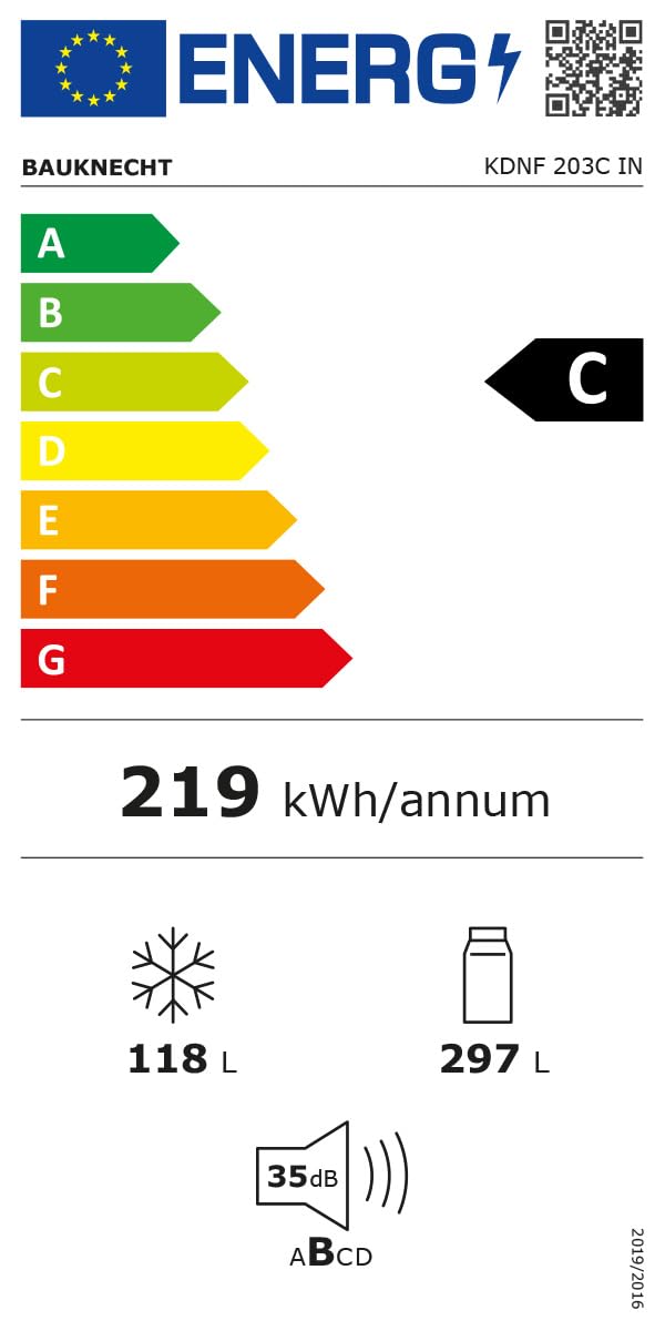 Bauknecht KDNF 203C IN Kühl-Gefrierkombination freistehend, 415 l, Dual Cool Total NoFrost, FreshShield, SmoothFit 90° Türöffnung, leiser Inverter-Kompressor, leise 35 dB, Edelstahloptik