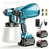 Kottwca Cordless Paint Sprayer With Battery, Fence Paint Sprayers With 1000ml Container, HVLP Paint Spray Gun With 2 * 3000mAh Batteries & Charger for Home Wall & Ceiling, Garden Shed Furniture