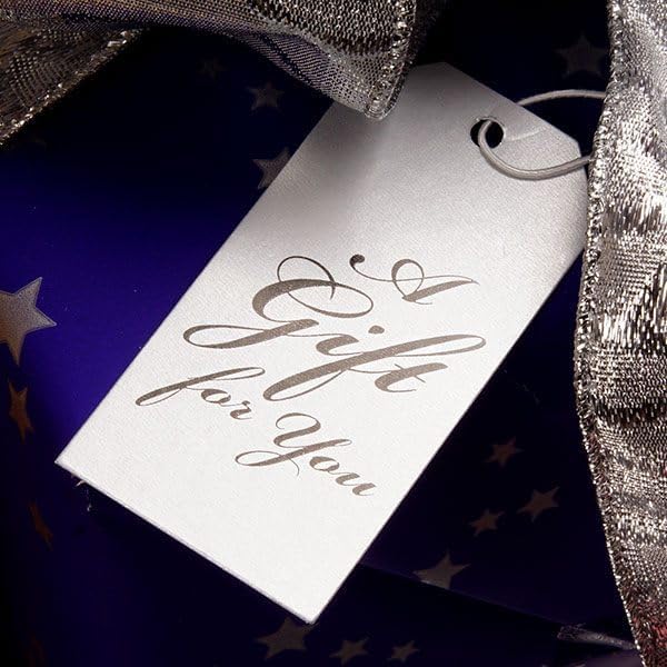 50ea - 2-3/4 X 1-3/8 Silver"A Gift for You" Strung Tag Width 1 3/8"