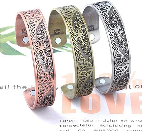 Lemegeton Yggdrasil World Tree of Life Bracelet Health Care Stainless Steel Cuff Bangle Bracelet for Men (Antique Copper)  (Antique Silver, Alloy)
