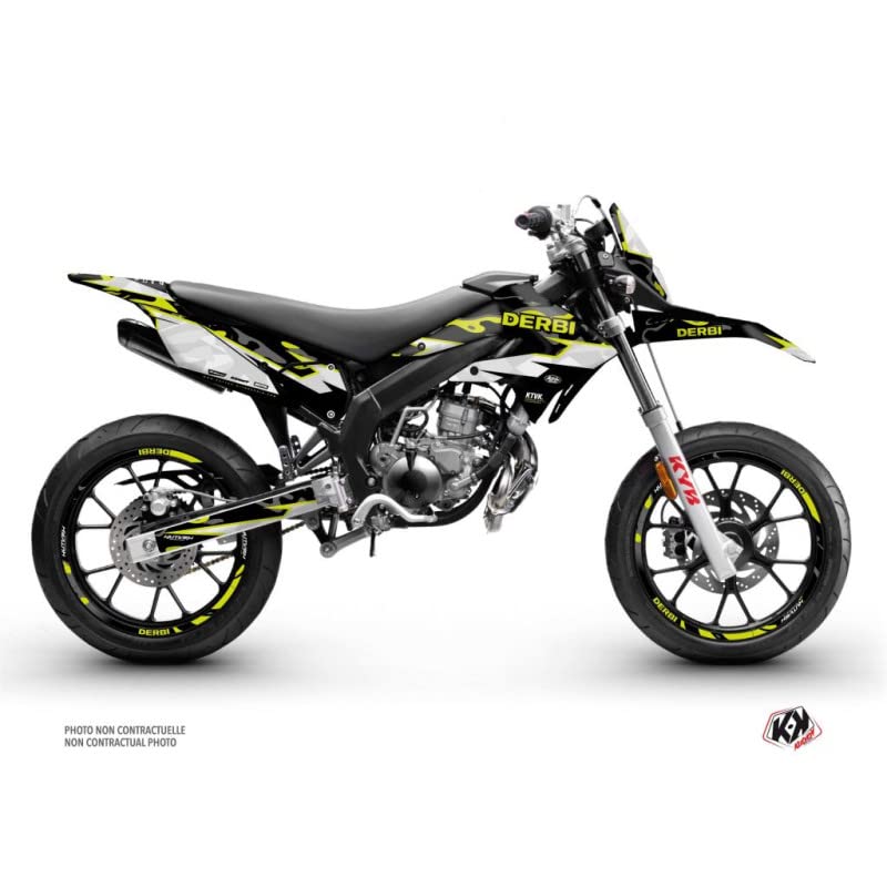 Kit Deco KUTVEK et Housse de Selle Barbarian pour Moto Derbi Xtreme 50cc Jaune Neon