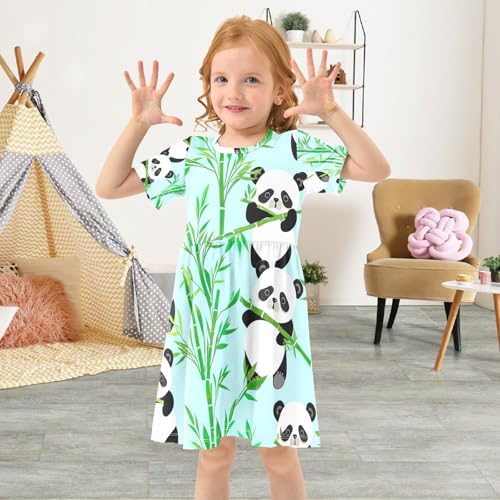 GAIREG Children Girl Dress with Cute Pandas Playfully Botanic Design for Summer and Spring Playwear, 2T4