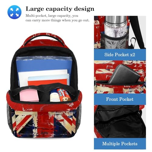 Cartables vintage Union Jack grand sac à dos ado trousse scolaire et voyage - 3