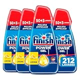 Finish Power Gel, Gel Detersivo per Lavastoviglie Liquido, 50+3 lavaggi, 994 ml, Limone, Pulizia Efficace, Azione Sgrassante (Confezione da 4)