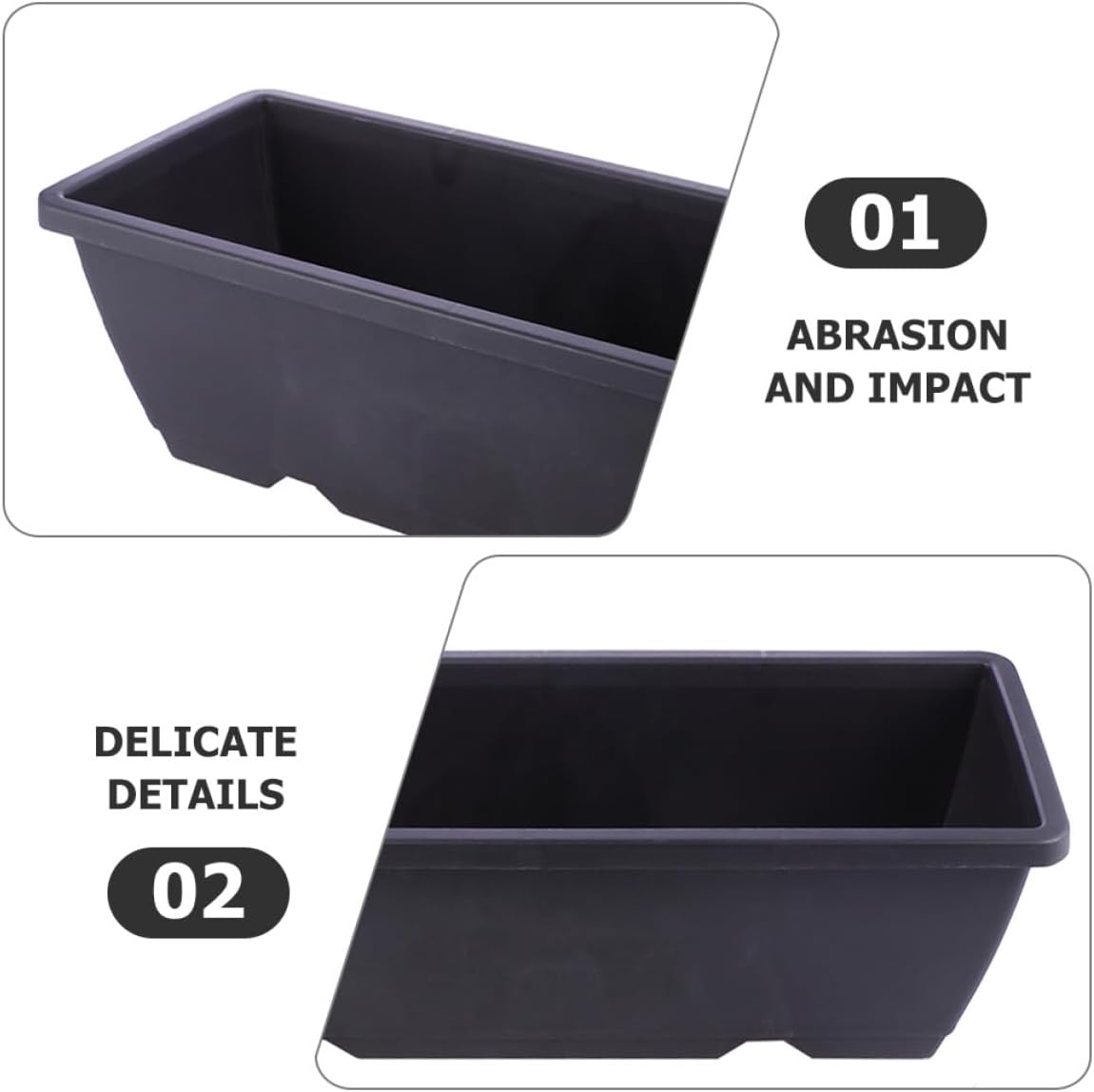 5 Sets Black Small Rectangular Plastic Vegetable and Flower Planters with Saucers, Indoor and Outdoor Garden Pots for Balcony and Windowsill Planting