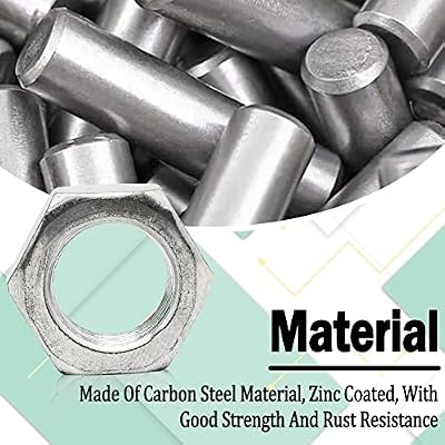 10pcs M16-1.0mm Pitch -8mm Height,Fine Thread Hex Nuts,Lamp Locknuts,Carbon Steel,Zinc Plated