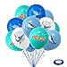 Luftballons Geburtstag Deko, Ozean Thema Latex Luftballons mit Band, 16 Stück Wal Hai Delfin Latexballons für Kinder Geburtstag Party Baby Shower Dekorationen (Blau + Weiß + Grün)