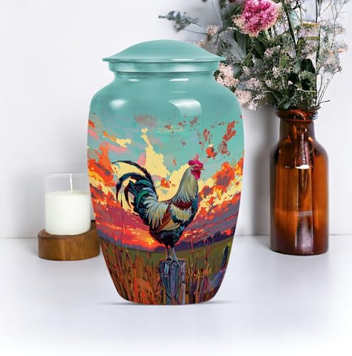 Image of Personalized Chicken - Memorial Urns for Mom & Dad - Funeral Ash Urns Large - 10 Inch - Large with Velvet Bag - Cremation Urns for Burial - Burial Urns - Decorative Urns - Human Remains Urn