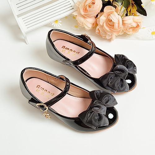 Girls Leatherette Low Heel Dress Shoes Princess Mary Jane Flats Flower Wedding Party Bridesmaid Pumps2