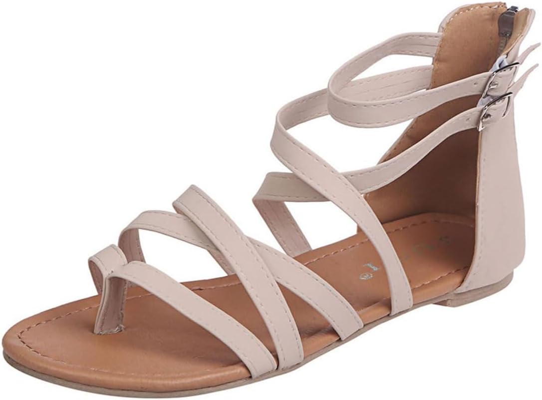 Women's Summer Sandals 2025 - Open Toe High Heel Cutout Zipper Sandals, Boho Beach Chunky Heel Shoes