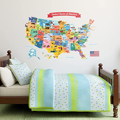 Decowall Sg-1906 Usa Map Kids Wall Stickers Wall Decals Peel And Stick Removable Wall Stickers For Kids Nursery Bedroom Living Room Décor #TOP7