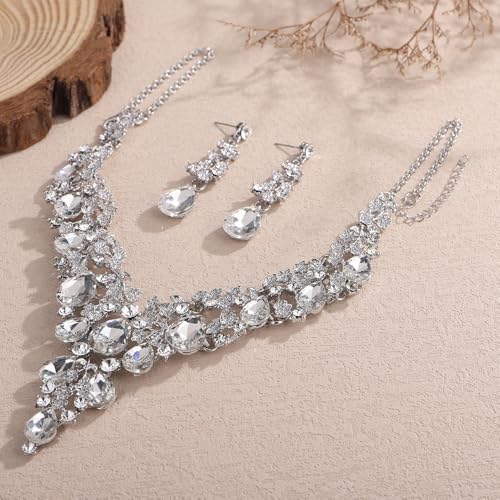 Juego de gargantillas y aretes de lágrima vintage para mujer 5