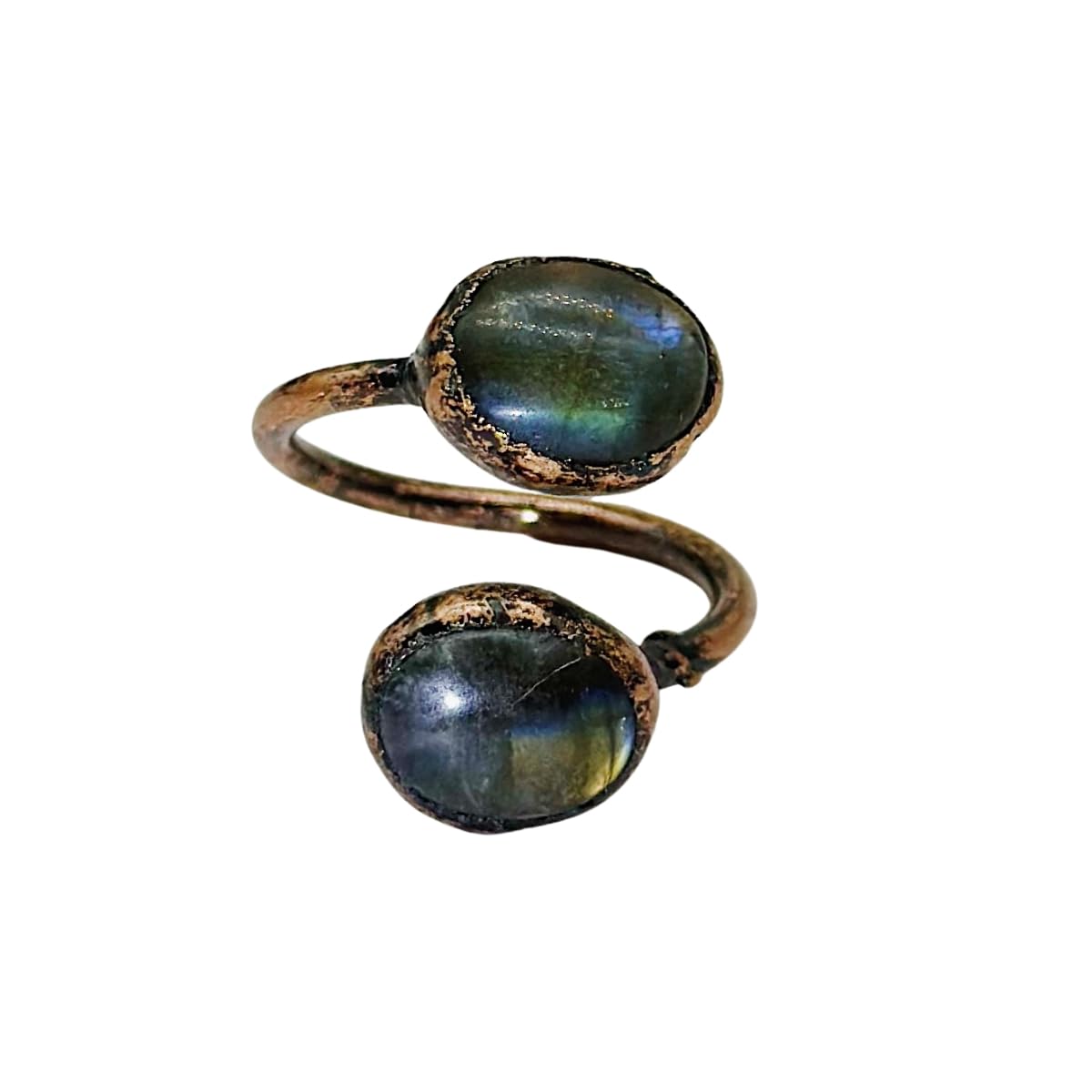 Natural Labradorite Blue Crystal Statement Ring for Women Adjustable Open Size Gemstone Dainty Trendy Simple Party Wedding Band Rings Elegant Jewelry Gifts for Her