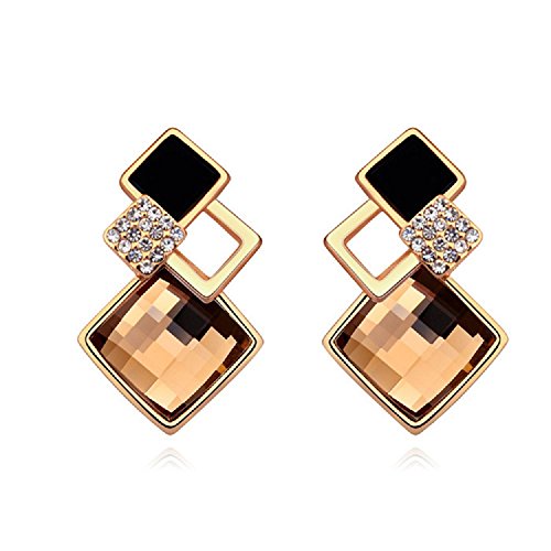 Crystalline Azuria Mujer 18ct Chapado en Oro Cristales Marrón Topacio simulado Rombo Pendientes para Mujer y Niña Cover