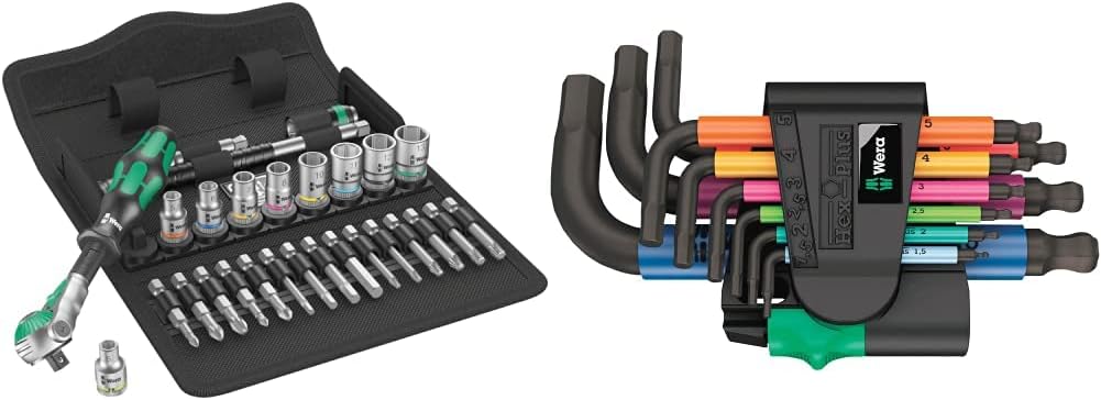 8100 SA 6 Zyklop Speed Ratchet Set, 1/4" Drive, Metric, 28 Pieces - 05004016001 & 05133164001 950/9 Hex-Plus Multicolour 2 L-Key Set