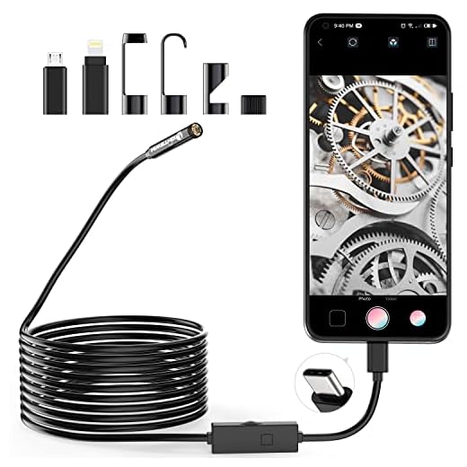 1920P Endoscope Snake Inspection Camera, Lightswim Type C Borescope, Scope Camera with 8 LED Lights for Android and iOS Smartphone, iPhone, iPad, Samsung (16.5 FT/5M)