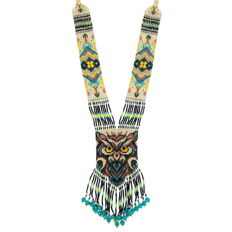Collier Gerdan ukrainien fait main en perles de rocaille bijou traditionnel unique